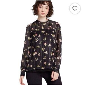 ModCloth Accentuated Ease Black Floral Print Top. 1X. Sheen, Sheer & Chic! Plus.